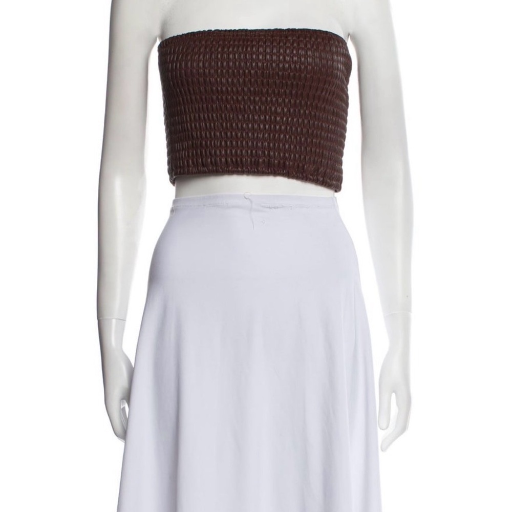 STAUD Brown Strapless Crop Top